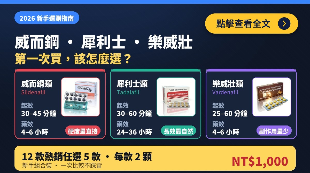 威而鋼、犀利士、樂威壯怎麼選？新手第一次買壯陽藥完整比較｜印藥優選