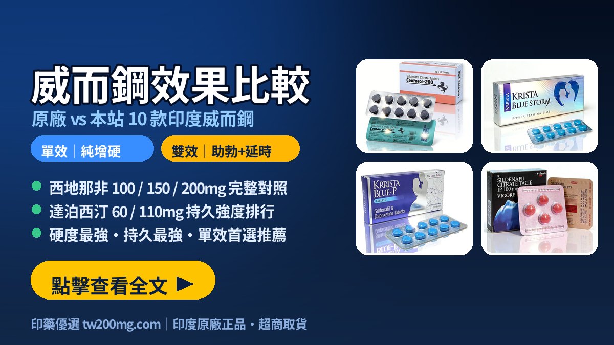 威而鋼效果比較：原廠威而鋼 vs 本站 10 款威而鋼類型商品｜印藥優選